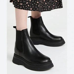 Ganni Creeper Boots - Sz 39 - Black Leather